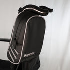 Black backpack with 'journey' logo on a white background