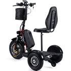 MotoTec Electric Trike 48v 900w Lithium, with seat, basket, and battery, shown from behind.