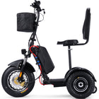 MotoTec Electric Trike 48v 900w Lithium: black, seat, front basket, large tires—personal transport.