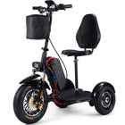 MotoTec Electric Trike 48v 900w Lithium, black with seat and front pouch, angled view.