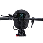 MotoTec Electric Trike 48v 900w Lithium handlebar with digital display for speed and controls.