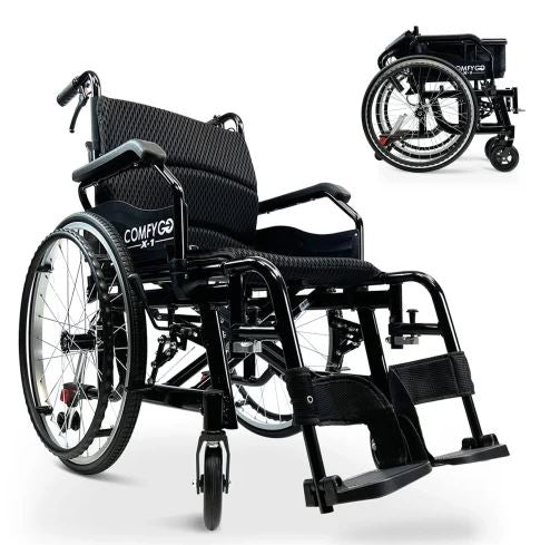 ComfyGo Mobility X-1 Manual Lightweight Wheelchair (17.5″ Wide Seat)